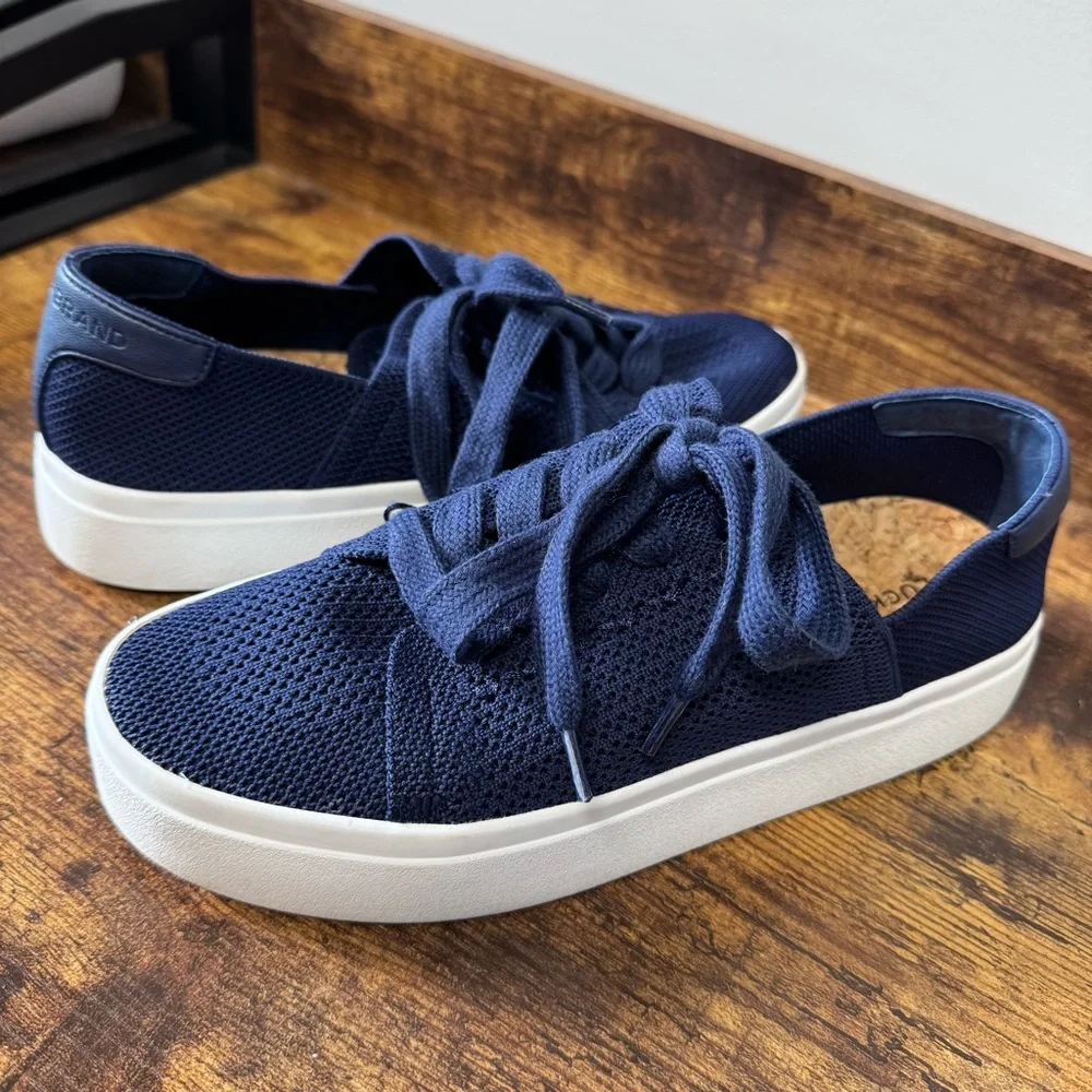 Lucky Brand Talena Knit Lace-up‎ Sneakers Peacoat Navy Knit Size 7